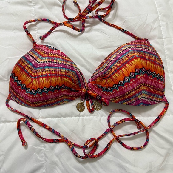 Luli Fama Molded Push Up Bandeau Halter Top Size Medium - Picture 2 of 6